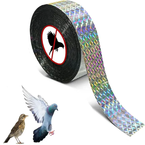 Bird_Deterrent_Reflective_Tape_Bird_Repellent_Scare_Tape_Bird_Deterrent_Tape_Double-sided_Reflective,Holographic_Eco-friendly,Sturdy-Ultra_Strong_For_Pigeons,Grackles,Woodpeckers,Home,Garden,Farm,2.4CM*100M