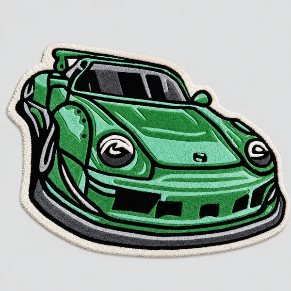 Teal_Wool_Kids_Racing_Car__Cut_Pile_Hand_Tufted_Rug