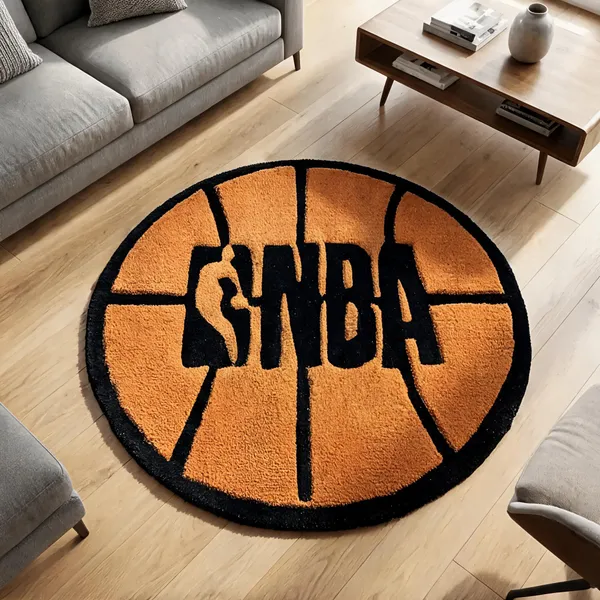 Orange_Wool_Cut_Pile_Basketball_Nba_Print_Rug