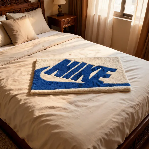 Blue_Wool_Contemporary_Nike_Logo_Print_Cut_Pile_Hand_Tufted_Rug