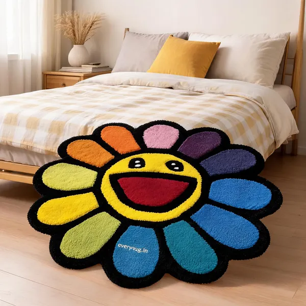 Multicolor_Wool_Cut_Pile_Floral_Print_Rug