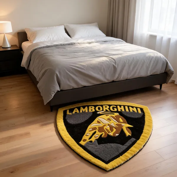 Yellow_Wool_Luxury_Lamborghini_Print_Cut_Pile_Hand_Tufted_Rug