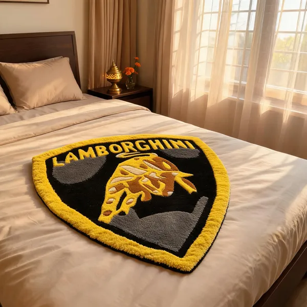 Yellow_Wool_Luxury_Lamborghini_Print_Cut_Pile_Hand_Tufted_Rug