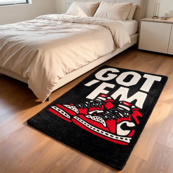 Black_Wool_Contemporary_Sneaker_Print_Cut_Pile_Hand_Tufted_Rug