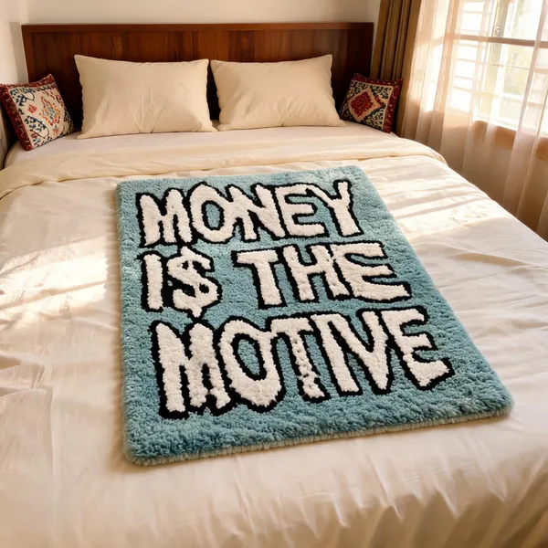 Blue_Wool_Contemporary_Money_Motif_Cut_Pile_Hand_Tufted_Rug