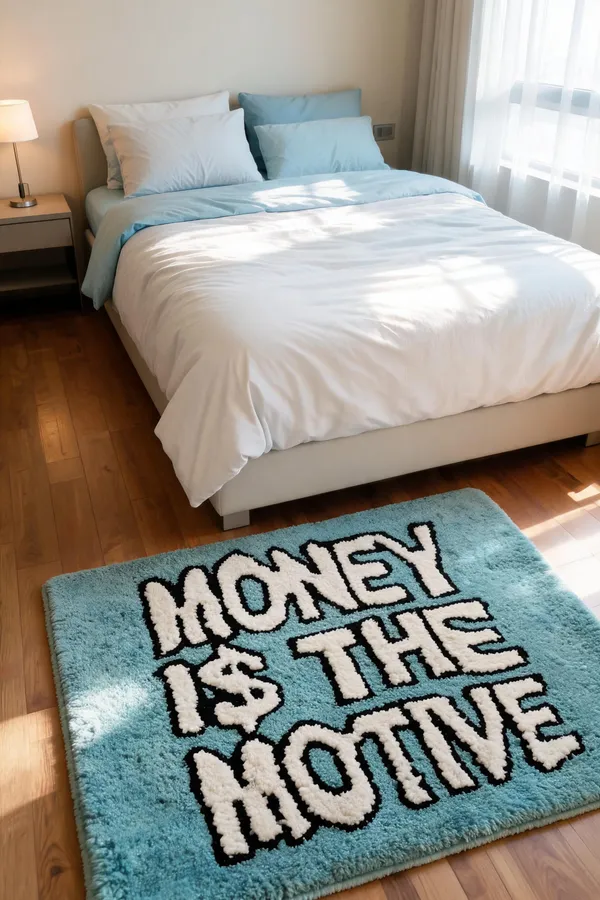Blue_Wool_Contemporary_Money_Motif_Cut_Pile_Hand_Tufted_Rug