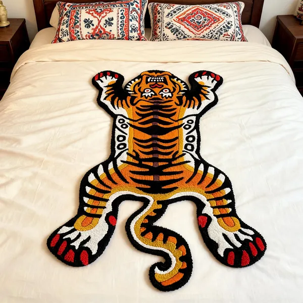 Orange_Wool_Cut_Pile_Angry_Tiger_Print_Rug