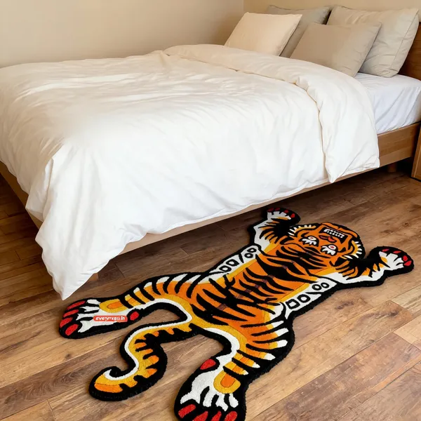 Orange_Wool_Cut_Pile_Angry_Tiger_Print_Rug