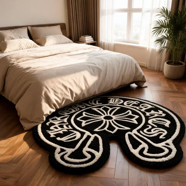 Grey_Wool_Modern_Chrome_Heart_Designer_Print_Rug