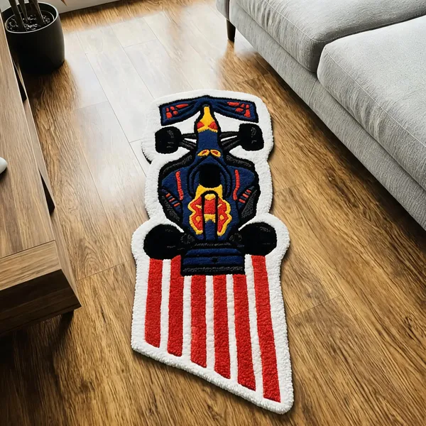 Red_Wool_Cut_Pile_Bull_Racing_Print_Rug