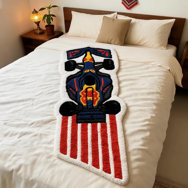 Red_Wool_Cut_Pile_Bull_Racing_Print_Rug