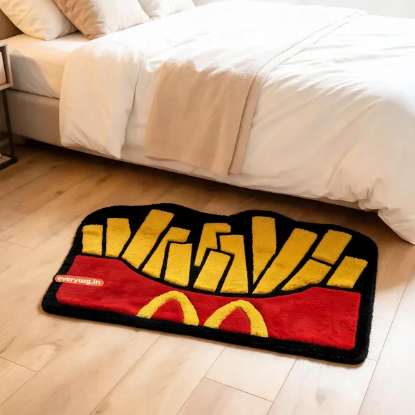 Red_Wool_Novelty_French_Fries_Print_Cut_Pile_Hand_Tufted_Rug