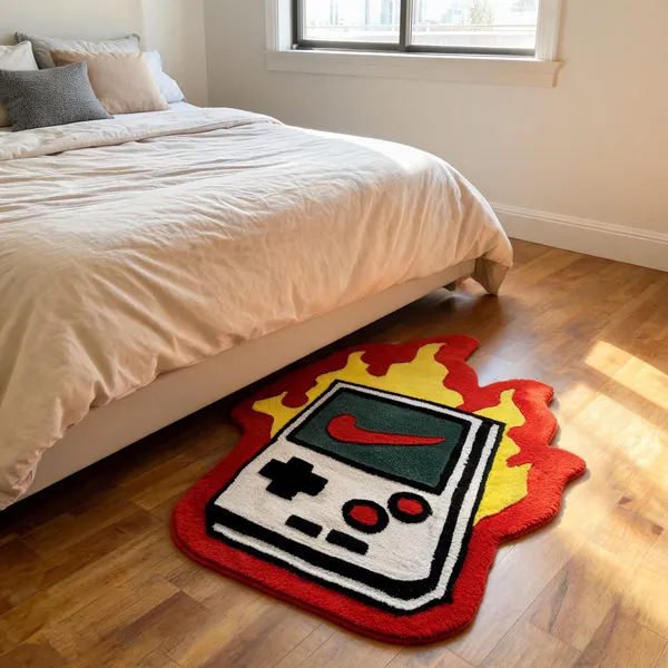 Red_Wool_Hand_Tufted_Game_Boy_Cartoon_Rug