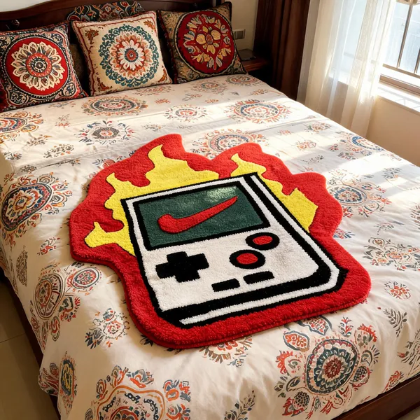 Red_Wool_Hand_Tufted_Game_Boy_Cartoon_Rug