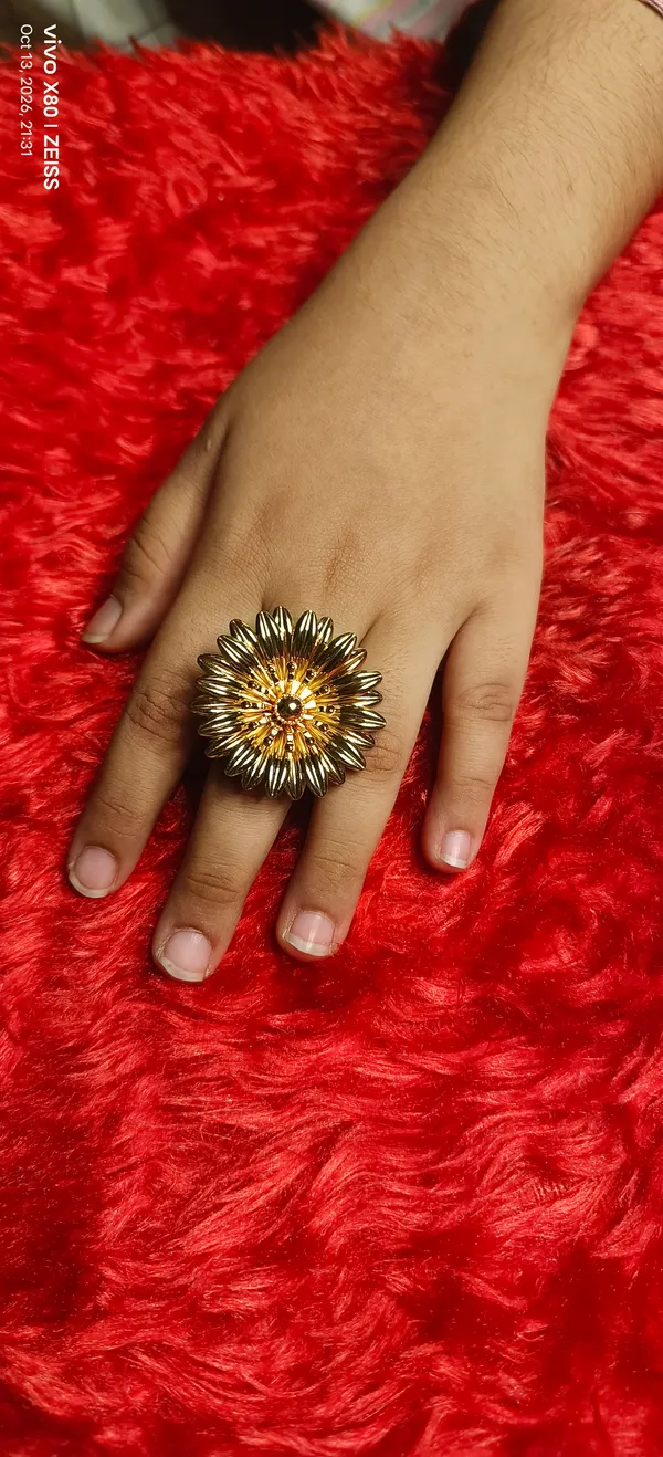 Gold_Copper_Floral_Sunflower_Adjustable_Statement_Ring_For_Women