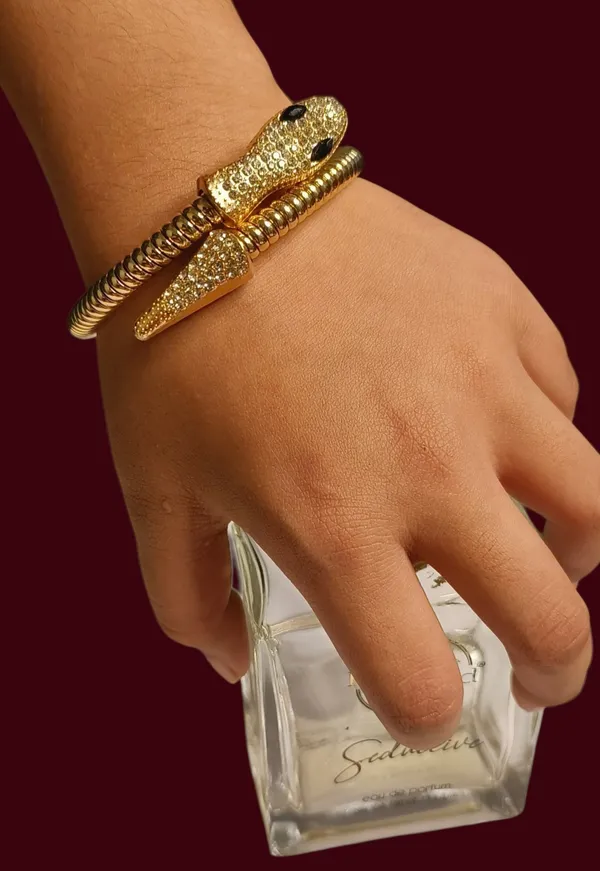 Gold_Copper_Crystal-Studded_Serpent_Coil_Wrap_Bracelet_For_Women