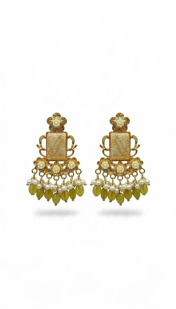 Kashmiri_Textured_Stone_Beaded__Chandelier_Earring
