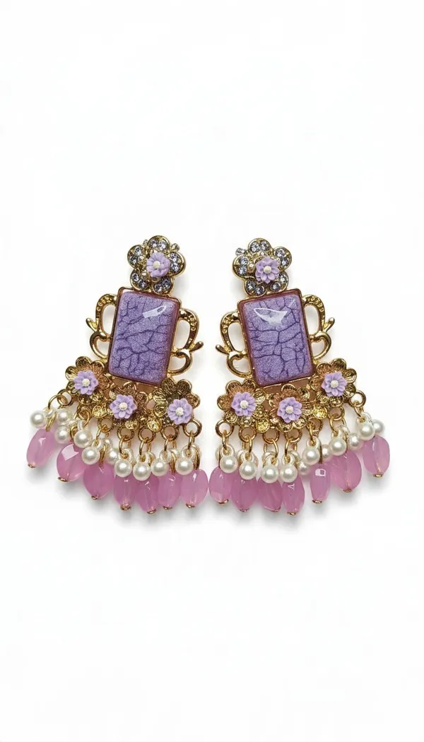 Kashmiri_Textured_Stone_Beaded__Chandelier_Earring