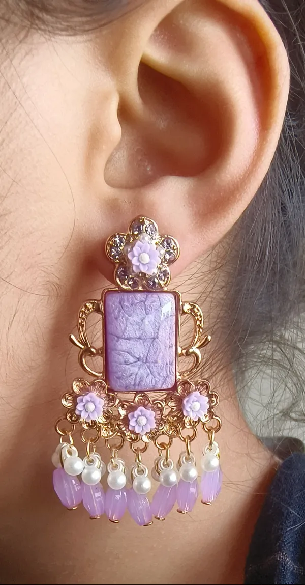 Kashmiri_Textured_Stone_Beaded__Chandelier_Earring