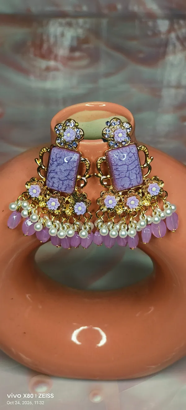 Kashmiri_Textured_Stone_Beaded__Chandelier_Earring