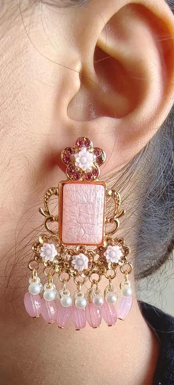 Kashmiri_Textured_Stone_Beaded__Chandelier_Earring