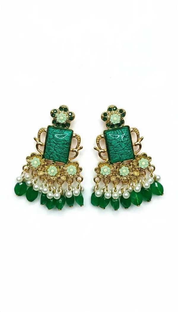 Kashmiri_Textured_Stone_Beaded__Chandelier_Earring