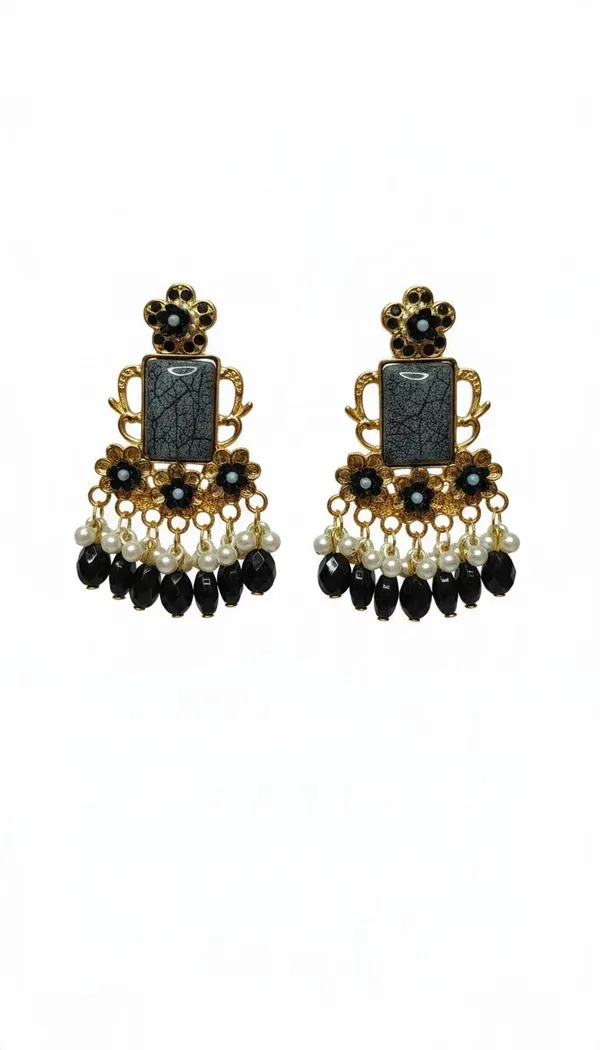 Kashmiri_Textured_Stone_Beaded__Chandelier_Earring