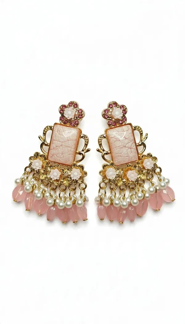 Kashmiri_Textured_Stone_Beaded__Chandelier_Earring