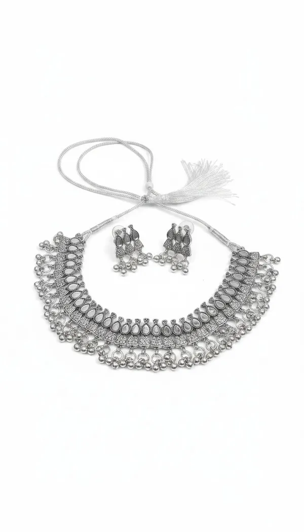 Oxidised_Silver_Brass_Geometric_Ghungroo_Fringe_Choker_Necklace_Set_For_Women