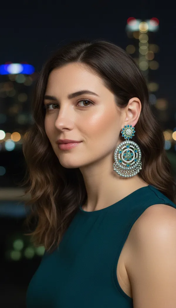 Oxidised_Silver_Brass_Meenakari_Peacock_Chandbali_Ghungroo_Earrings_For_Women