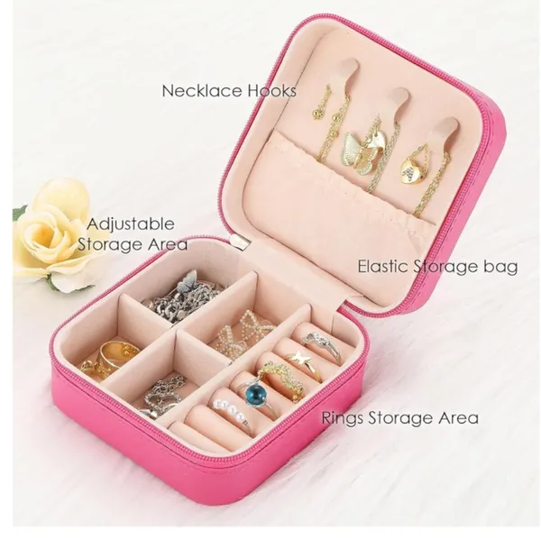 Pu_Leather_Travel_Pink_Zipper_Mini_Jewellery_Organiser_Box
