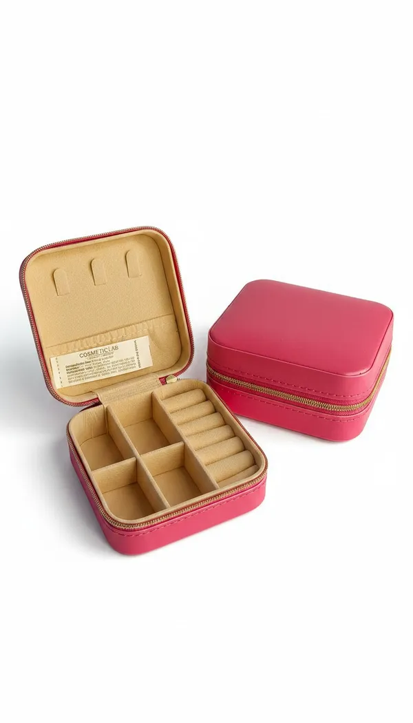 Pu_Leather_Travel_Pink_Zipper_Mini_Jewellery_Organiser_Box