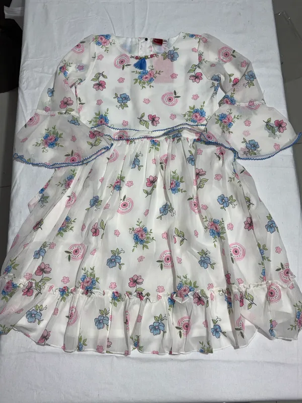 White_Floral_Printed_Flared_Dress_for_Girls
