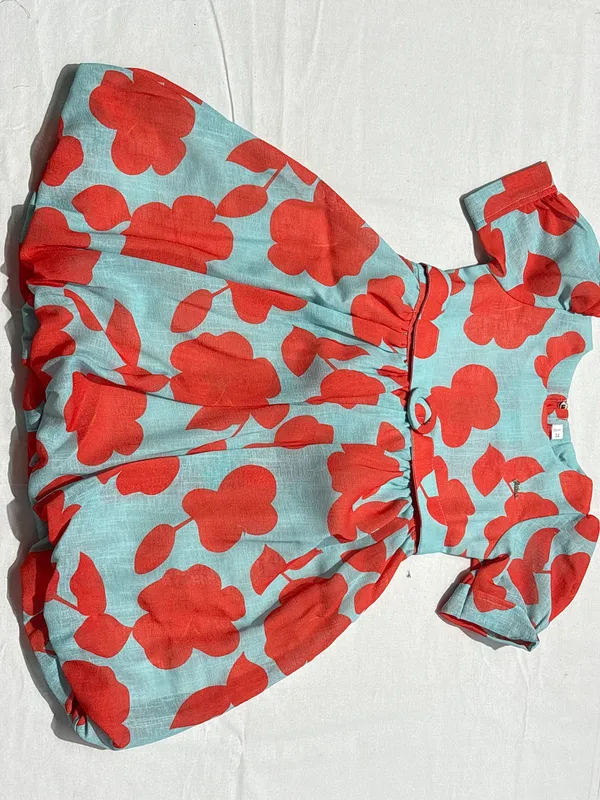 Blue_Cotton_Floral_Fit_And_Flare_Dress_for_Girls