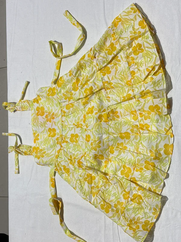 Yellow_Floral_Print_Flared_Dress_for_Girls