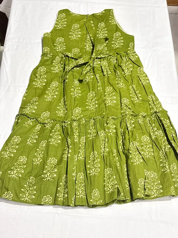 Green_Printed_Tiered_Dress_for_Girls