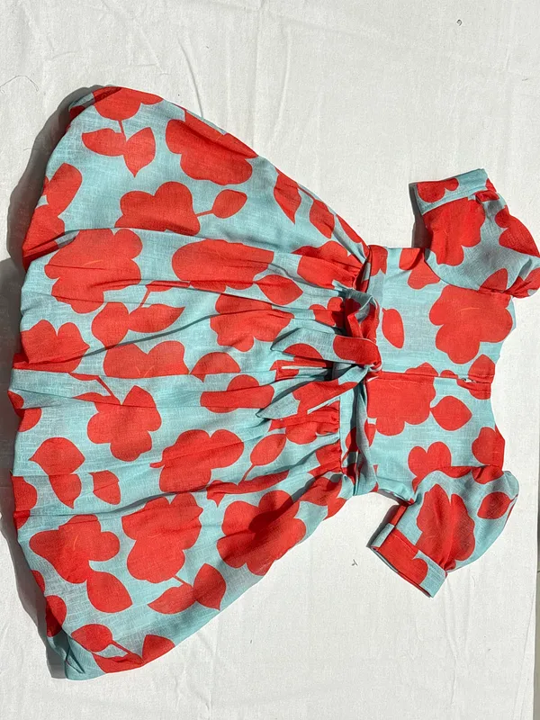 Blue_Cotton_Floral_Fit_And_Flare_Dress_for_Girls