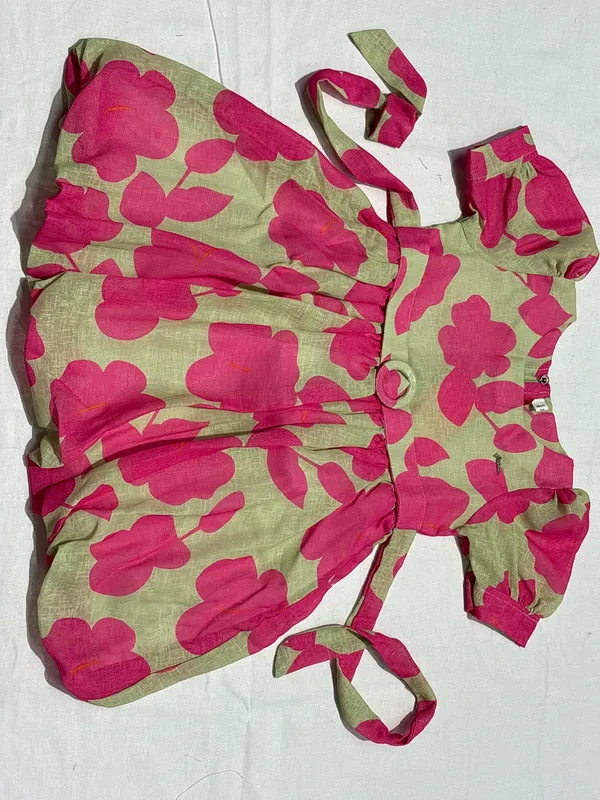 Olive_Woven_Floral_Print_Frock_Dress_for_Girls