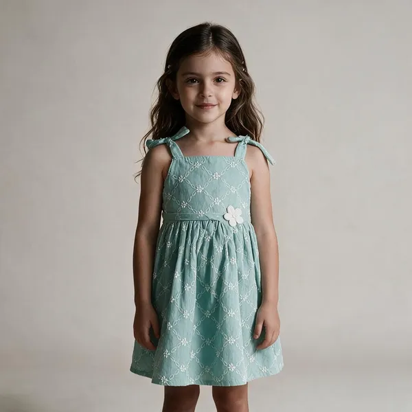Mint_Green_Cotton_Floral_Flared_Dress_For_Girls