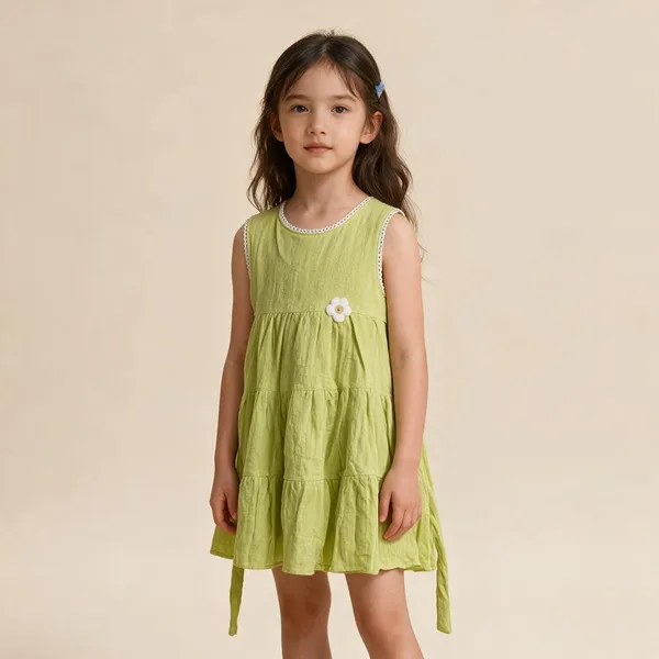 Green_Sleeveless_Gathered_Dress_For_Girls