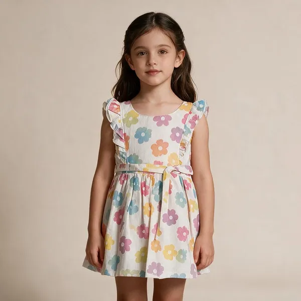 White_Floral_Print_Sleeveless_Frock_For_Girls