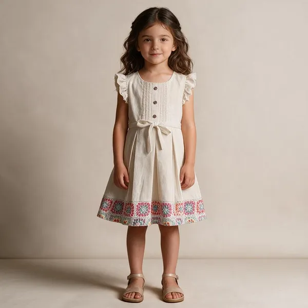 White_Woven_Sleeveless_Frock_For_Girls