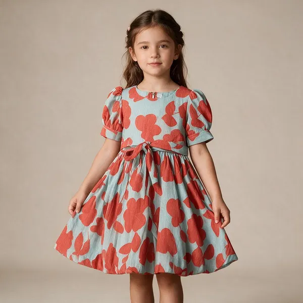 Blue_Cotton_Floral_Fit_And_Flare_Dress_For_Girls