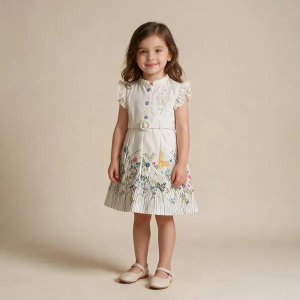 White_Floral_Print_Ruffle_Dress_For_Baby_Girls