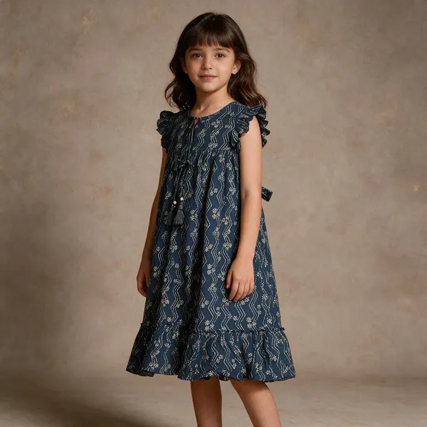 Blue_Printed_Ruffled_Dress_For_Girls