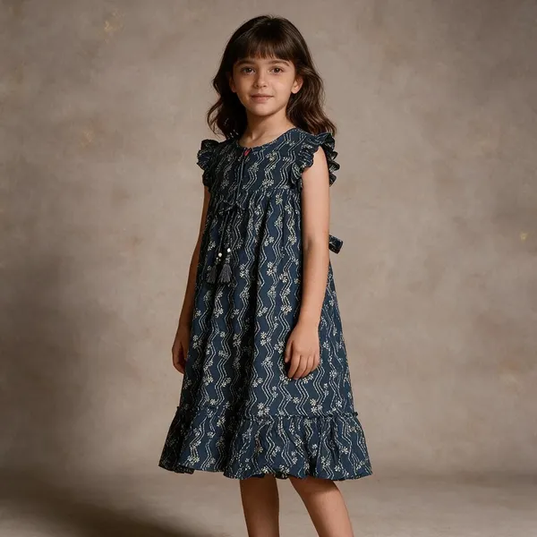 Blue_Printed_Ruffled_Dress_For_Girls