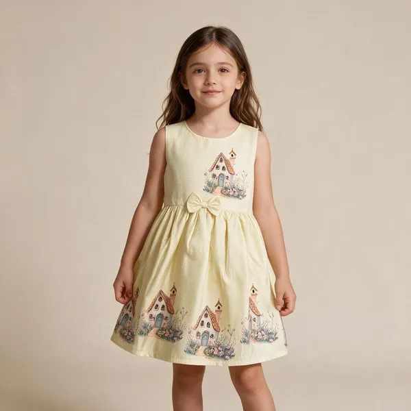 Yellow_Printed_Gathered_Frock_For_Girls