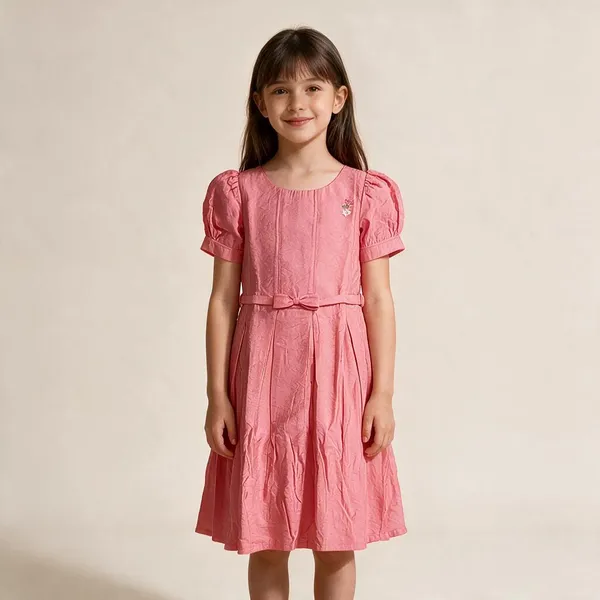 Pink_Woven_Fit_And_Flare_Dress_For_Girls