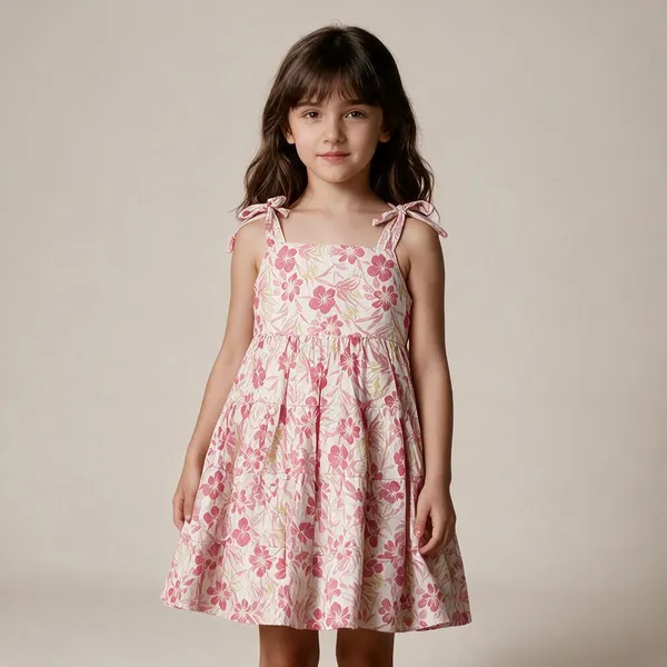 Pink_Floral_Print_Sleeveless_Dress_For_Girls