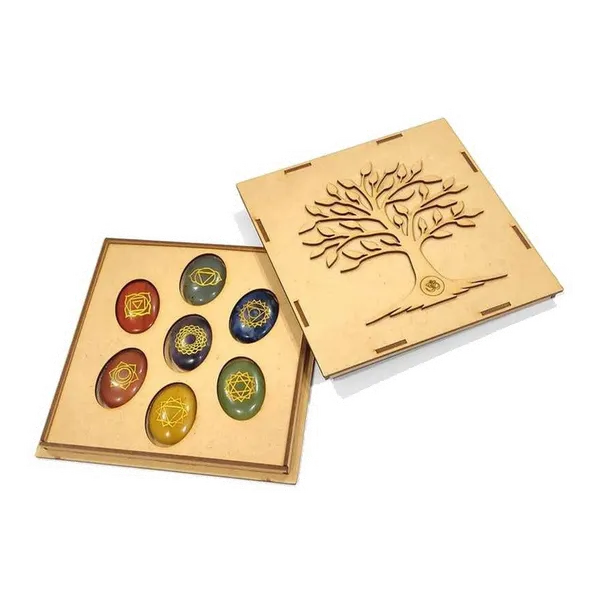 7_Chakra_Healing_Stone_Set_with_Tree_OM_Wood_Box__(Oval_Shape_Stones)